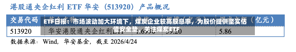 ETF日报：市场波动加大环境下	，煤炭企业较高股息率，为股价提供坚实估值安全垫，关注煤炭ETF-第2张图片