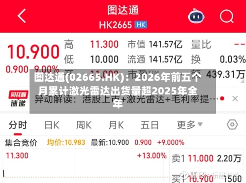 图达通(02665.HK)：2026年前五个月累计激光雷达出货量超2025年全年-第2张图片
