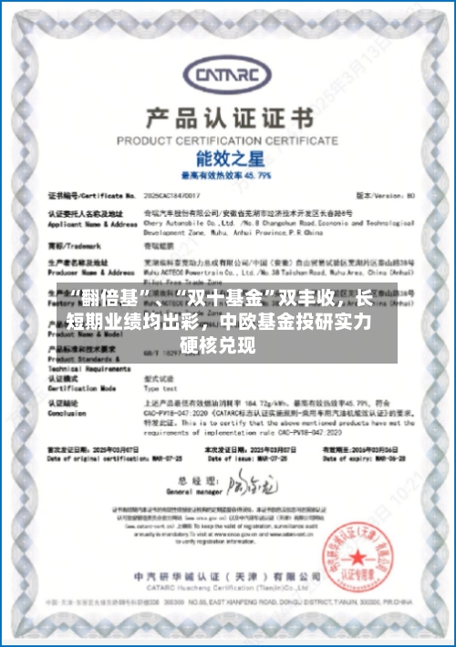 “翻倍基”、“双十基金”双丰收，长短期业绩均出彩，中欧基金投研实力硬核兑现-第3张图片