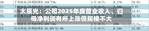 太辰光：公司2025年度营业收入、归母净利润有所上涨但规模不大