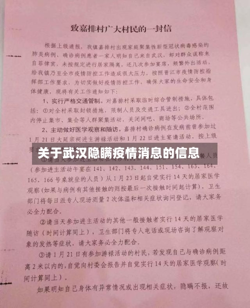 关于武汉隐瞒疫情消息的信息-第3张图片