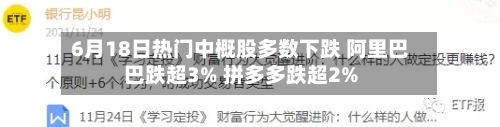 6月18日热门中概股多数下跌 阿里巴巴跌超3% 拼多多跌超2%-第2张图片