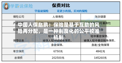 中国人保赵鹏：保险是基于互助的风险再分配，是一种制度化的公平校准机制