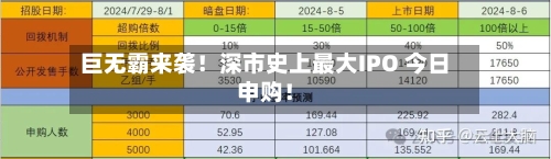 巨无霸来袭!深市史上最大IPO 今日申购!-第2张图片
