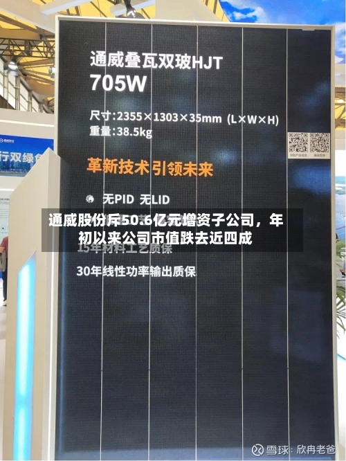 通威股份斥50.6亿元增资子公司	，年初以来公司市值跌去近四成-第3张图片