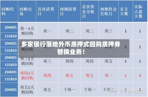 多家银行落地外币质押式回购质押券替换业务!-第2张图片