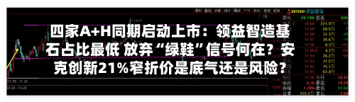四家A+H同期启动上市：领益智造基石占比最低 放弃“绿鞋”信号何在？安克创新21%窄折价是底气还是风险？