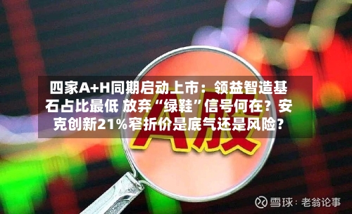 四家A+H同期启动上市：领益智造基石占比最低 放弃“绿鞋	”信号何在？安克创新21%窄折价是底气还是风险？-第2张图片