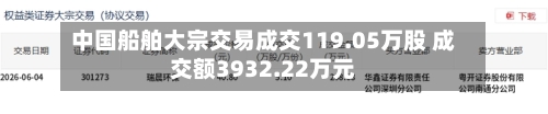 中国船舶大宗交易成交119.05万股 成交额3932.22万元