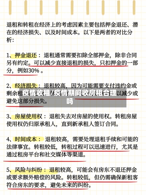 疫情收租/疫情期间收房租合理吗