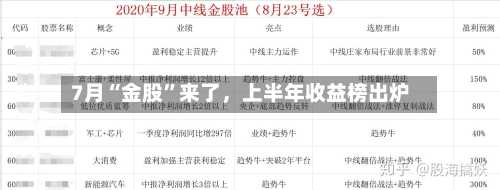 7月“金股”来了	，上半年收益榜出炉-第2张图片