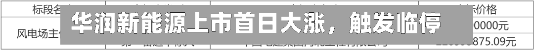 华润新能源上市首日大涨，触发临停