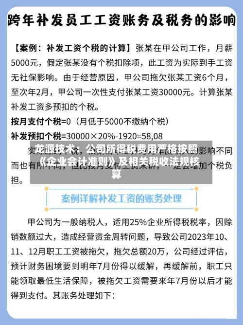 龙源技术：公司所得税费用严格按照《企业会计准则》及相关税收法规核算