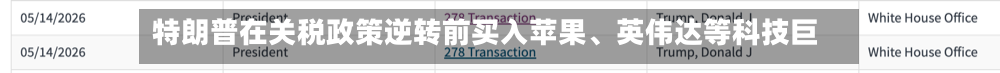 特朗普在关税政策逆转前买入苹果	、英伟达等科技巨头-第3张图片