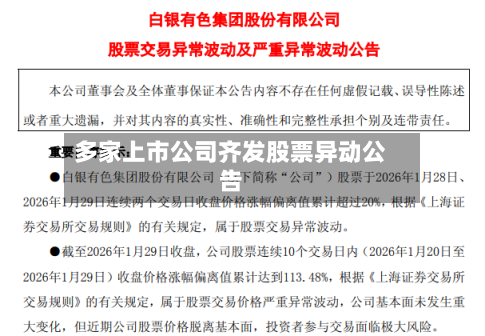 多家上市公司齐发股票异动公告