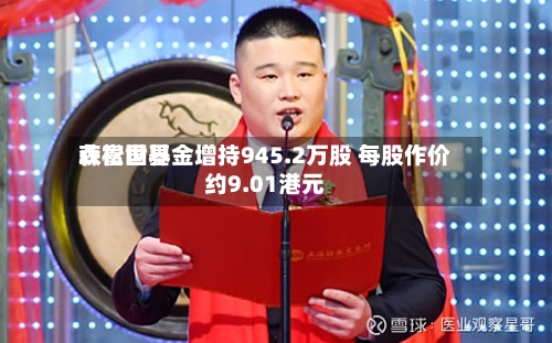 森松世界获富国基金增持945.2万股 每股作价约9.01港元