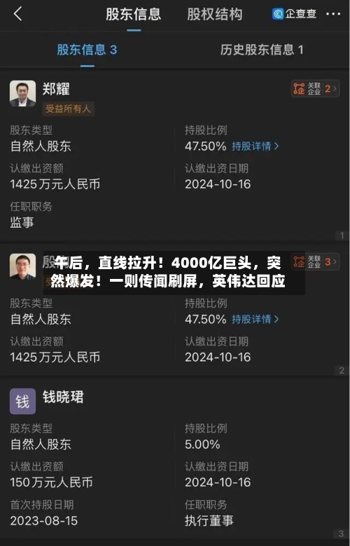 午后，直线拉升！4000亿巨头，突然爆发！一则传闻刷屏，英伟达回应
