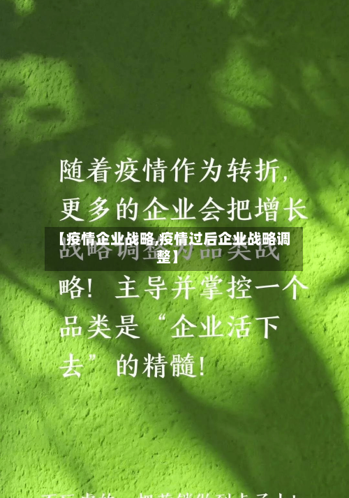 【疫情企业战略,疫情过后企业战略调整】