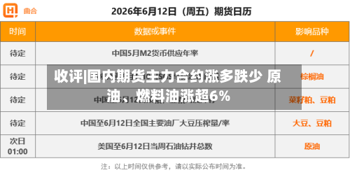 收评|国内期货主力合约涨多跌少 原油、燃料油涨超6%