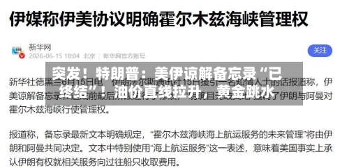 突发！特朗普：美伊谅解备忘录“已终结”！油价直线拉升，黄金跳水-第3张图片
