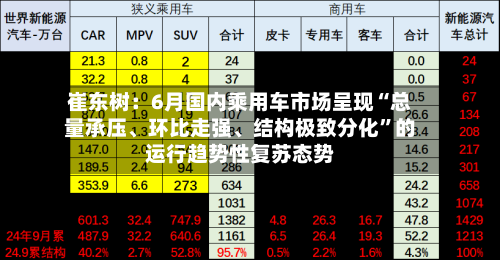崔东树：6月国内乘用车市场呈现“总量承压	、环比走强、结构极致分化	”的运行趋势性复苏态势-第2张图片