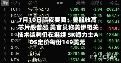 7月10日隔夜要闻：美股收高 芯片股普涨 美官员称美伊相关技术谈判仍在继续 SK海力士ADS定价每份149美元