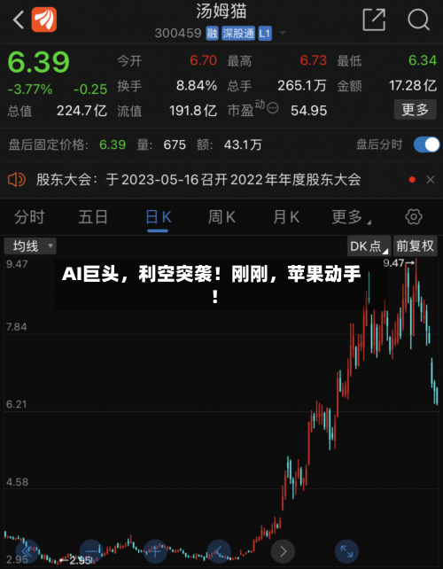 AI巨头，利空突袭！刚刚，苹果动手！