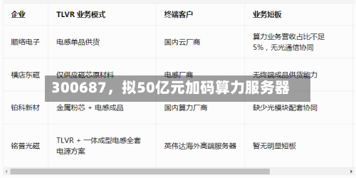 300687，拟50亿元加码算力服务器