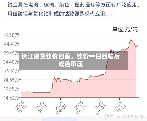 长江现货镍价回落，镍价一日回暖后成色承压