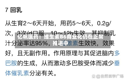 亿帆医药：维生素B6商业化仍在正常推进中