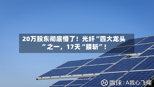 20万股东彻底懵了！光纤“四大龙头	”之一	，17天“腰斩”！-第3张图片