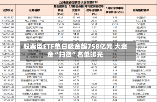 股票型ETF单日吸金超758亿元 大资金“扫货”名单曝光