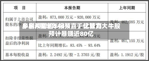 多家A股半年报预喜，比较高净利预增超544%，千亿算力大牛股预计暴赚近80亿