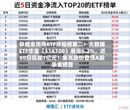 跃居全市场ETF涨幅榜第二！大数据ETF华宝（516700）暴涨6.2%，近60日狂揽1亿元！紫光股份登顶A股吸金榜首-第2张图片