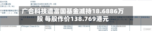 广合科技遭富国基金减持18.6886万股 每股作价138.769港元