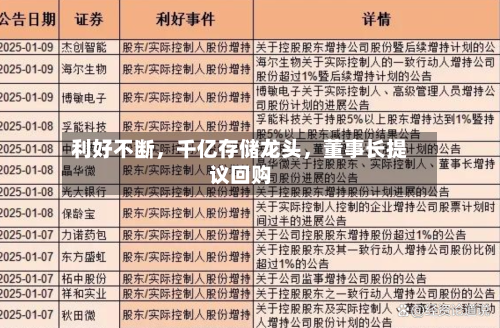 利好不断，千亿存储龙头，董事长提议回购-第3张图片