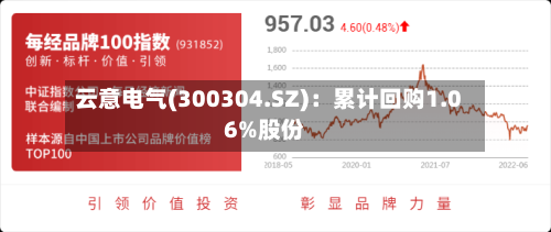 云意电气(300304.SZ)：累计回购1.06%股份