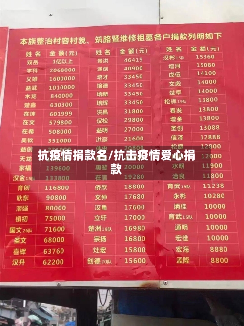 抗疫情捐款名/抗击疫情爱心捐款