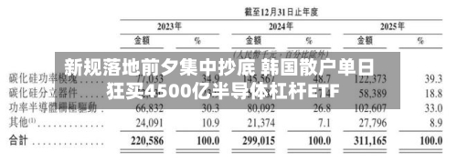 新规落地前夕集中抄底 韩国散户单日狂买4500亿半导体杠杆ETF