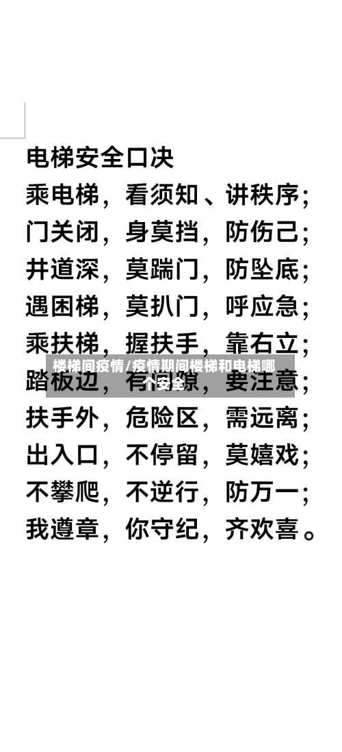 楼梯间疫情/疫情期间楼梯和电梯哪个安全