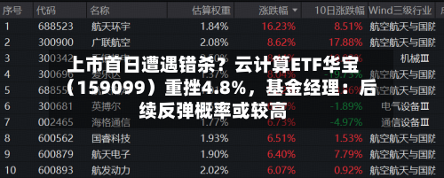 上市首日遭遇错杀？云计算ETF华宝（159099）重挫4.8%，基金经理：后续反弹概率或较高-第3张图片