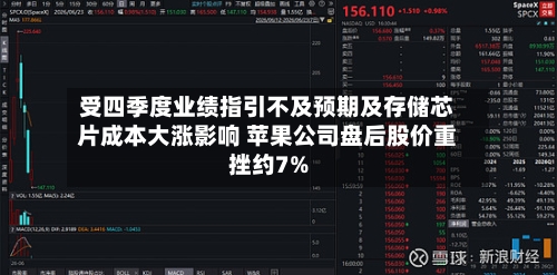 受四季度业绩指引不及预期及存储芯片成本大涨影响 苹果公司盘后股价重挫约7%