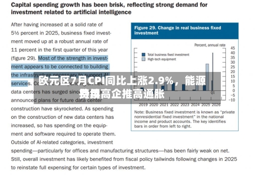 欧元区7月CPI同比上涨2.9%，能源费用持续高企推高通胀