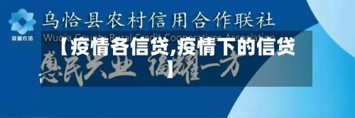 【疫情各信贷,疫情下的信贷】