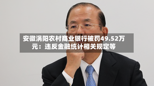 安徽涡阳农村商业银行被罚49.52万元：违反金融统计相关规定等