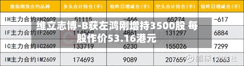维立志博-B获左鸿刚增持3500股 每股作价53.16港元