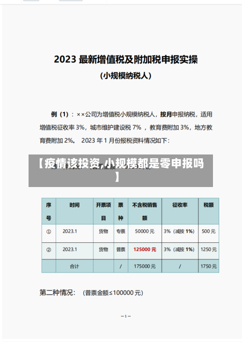 【疫情该投资,小规模都是零申报吗】-第2张图片