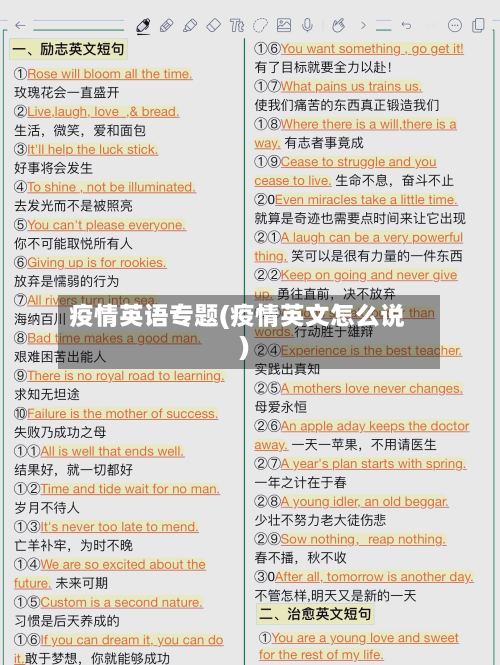 疫情英语专题(疫情英文怎么说)
