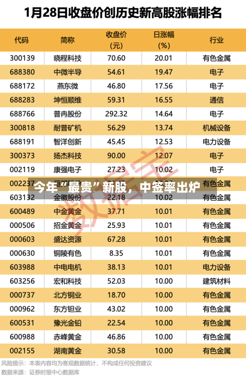 今年“最贵”新股，中签率出炉-第2张图片