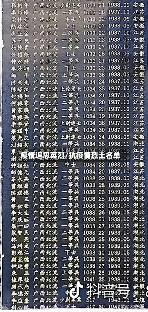 疫情追思英烈/抗疫情烈士名单